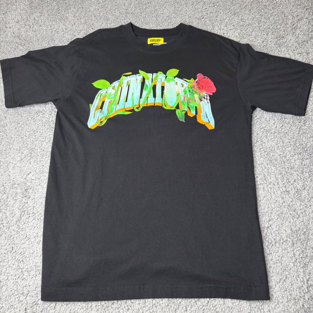 Chinatown Market Mens Rose Vine Logo Graphic T-Shirt Black Large Streetwear Tee